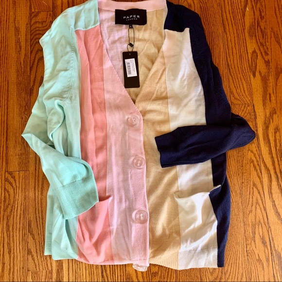 PAPER London Rainbow Pastel Stripe Cardigan - Picture 5 of 7